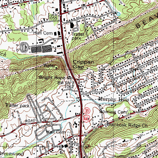 Topographic Map of Bright Hope Methodist Church, TN