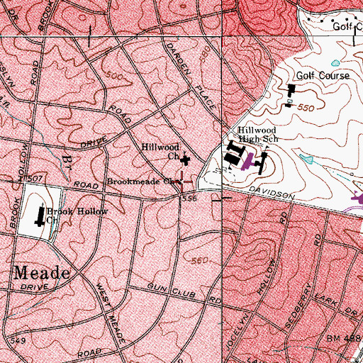 Topographic Map of Brookmeade Church, TN