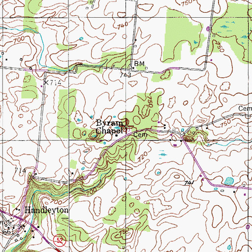 Topographic Map of Byram Chapel, TN