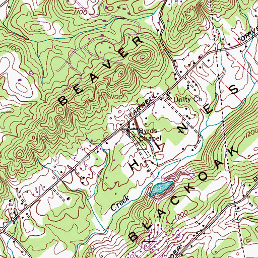 Topographic Map of Byrds Chapel Wesleyan Methodist Church, TN