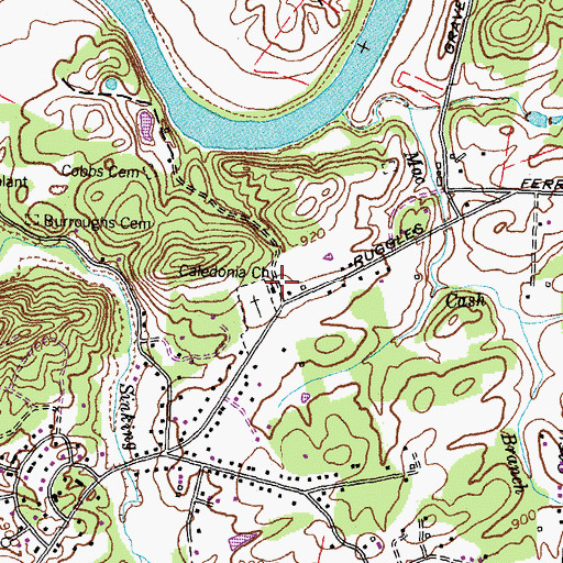 Topographic Map of Caledonia Church, TN