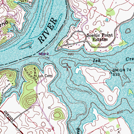 Topographic Map of Gallagher Creek, TN
