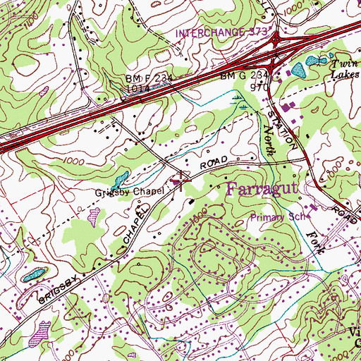 Topographic Map of Grigsby Chapel, TN