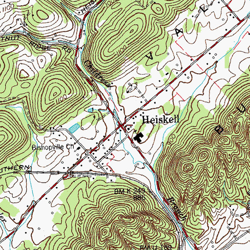 Topographic Map of Heiskell, TN