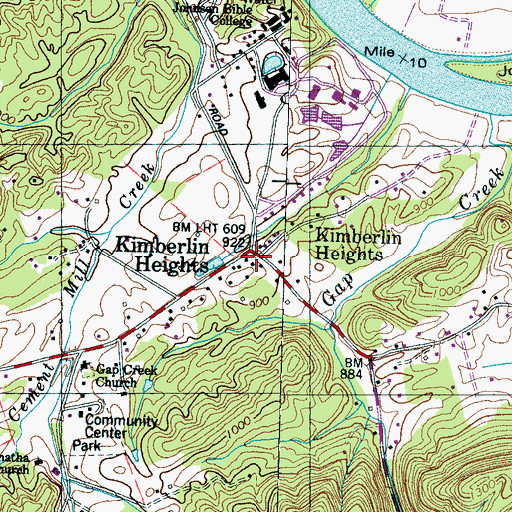 Topographic Map of Kimberlin Heights, TN