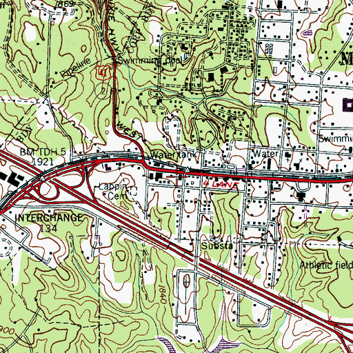 Topographic Map of Monteagle, TN