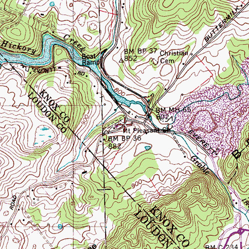 Topographic Map of Mount Pleasant Church, TN