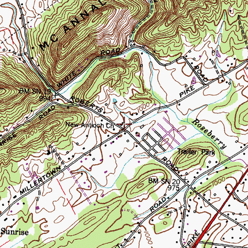 Topographic Map of Antioch Methodist Church, TN