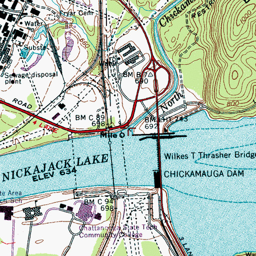 Topographic Map of North Chickamauga Creek, TN