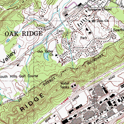 Topographic Map of Oak Valley Baptist Church, TN
