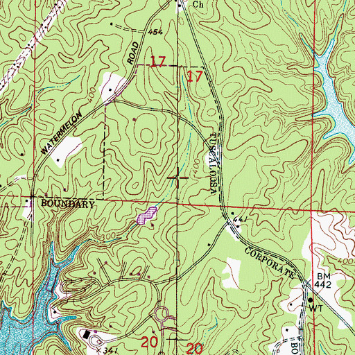 Topographic Map of Yacht Club Bay Lake Number 8, AL