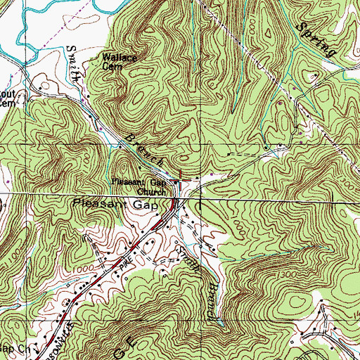 Topographic Map of Pleasant Gap Church, TN