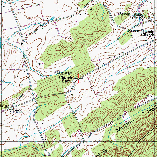 Topographic Map of Ridgeway Methodist Church, TN