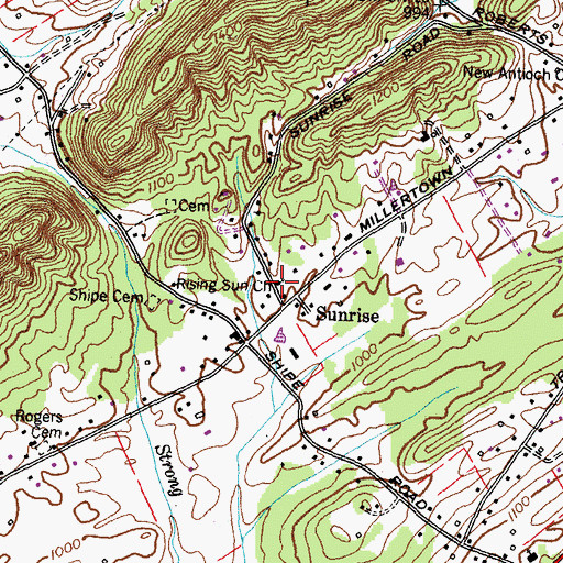 Topographic Map of Rising Sun Methodist Church, TN