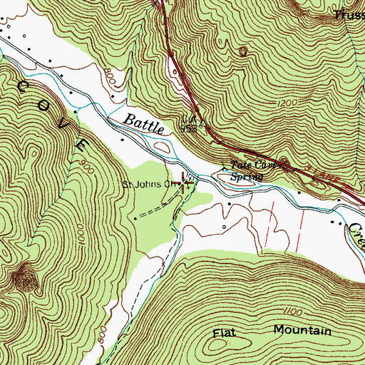 Topographic Map of Saint Johns Church, TN