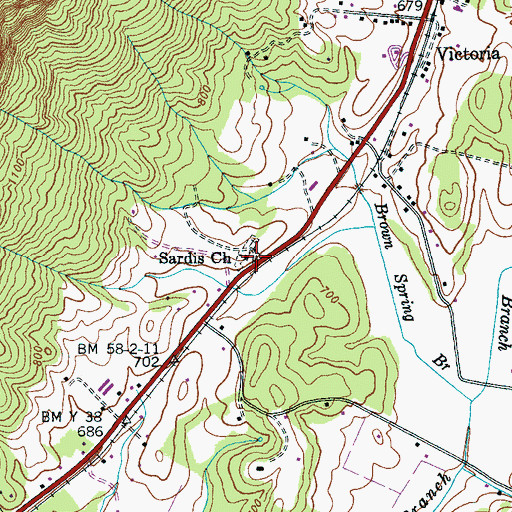 Topographic Map of Sardis Church, TN