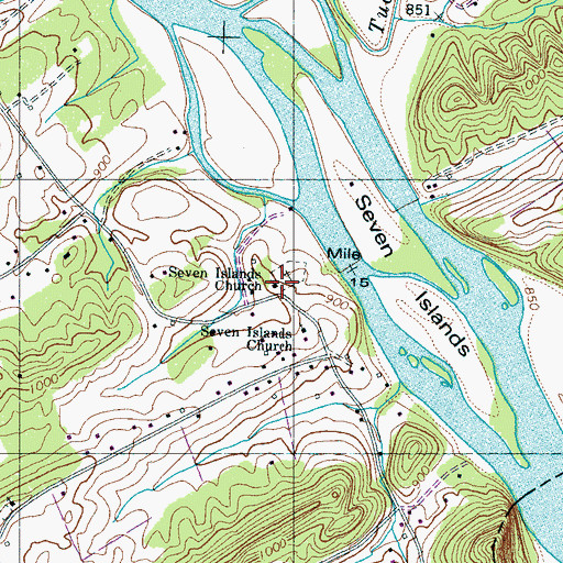 Topographic Map of Seven Islands Methodist Church, TN