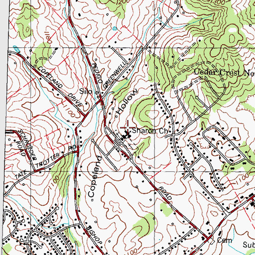 Topographic Map of Sharon Church, TN