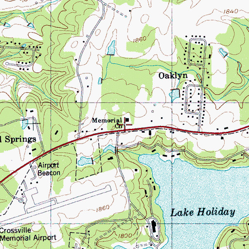 Topographic Map of Memorial Church, TN