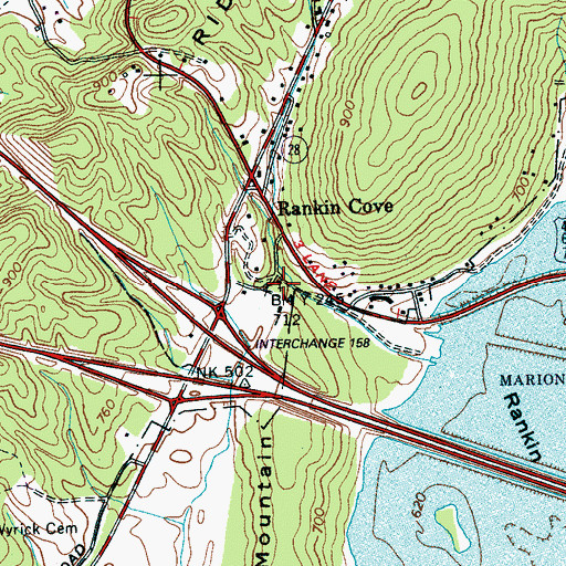 Topographic Map of Wesley Chapel, TN