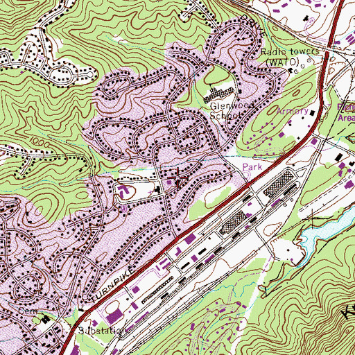 Topographic Map of First Church of God, TN