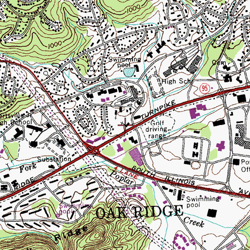 Topographic Map of Oak Ridge Unitarian Church, TN