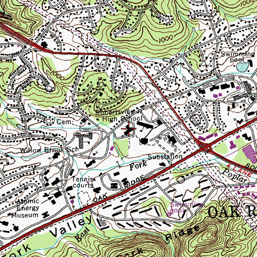 Topographic Map of Robertsville Baptist Church, TN