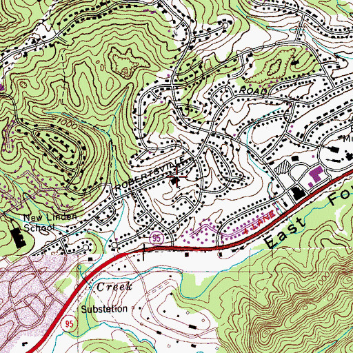 Topographic Map of West Village Christian Church, TN
