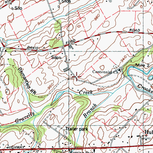 Topographic Map of Amerene (historical), TN