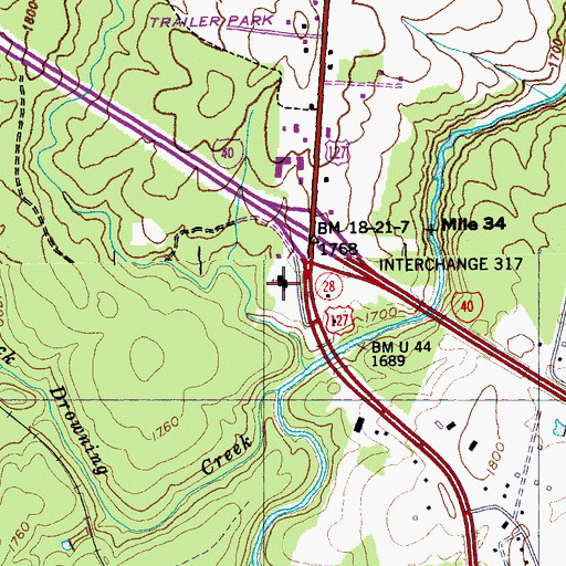 Topographic Map of Calvary Temple Church, TN