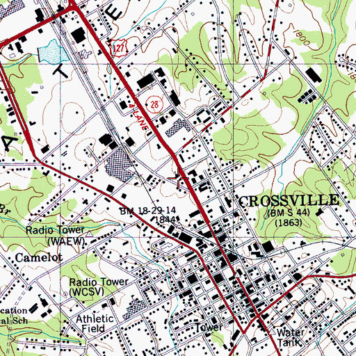 Topographic Map of Crossville Church of Christ, TN