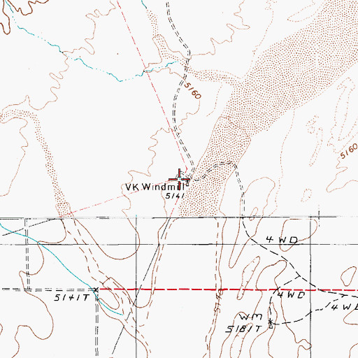 Topographic Map of V K Windmill, AZ