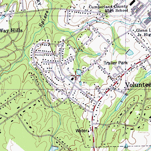 Topographic Map of Crossville Church of God of Prophecy, TN