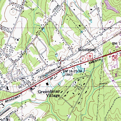 Topographic Map of Crossville Freewill Baptist Church, TN