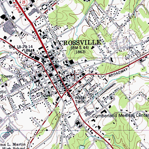Topographic Map of First Christian Church, TN