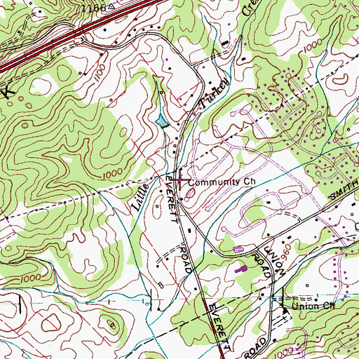 Topographic Map of Community Church, TN