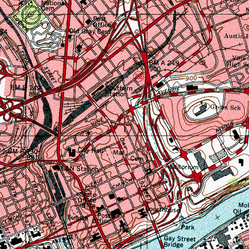 Topographic Map of Hampden Sidney Academy (historical), TN