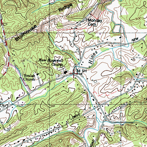 Topographic Map of New Hopewell, TN