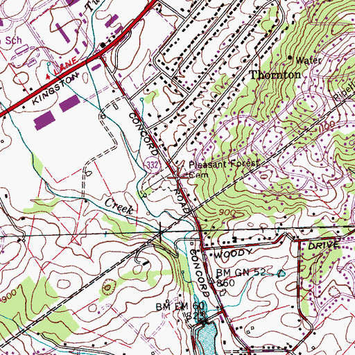 Topographic Map of Pleasant Forest Presbyterian Church (historical), TN