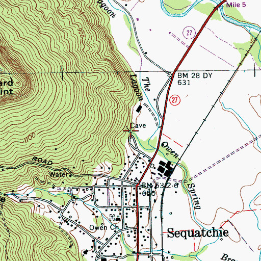 Topographic Map of Blowing Spring, TN