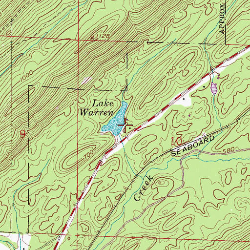 Topographic Map of Lake Warren Dam, AL