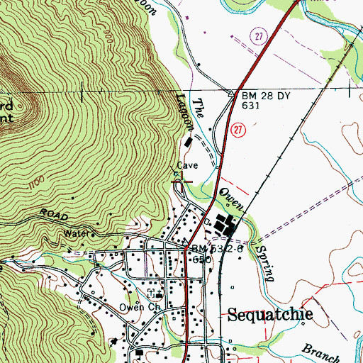 Topographic Map of Blowing Spring Park, TN
