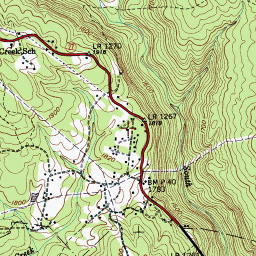 Topographic Map of Grace Baptist Church, TN