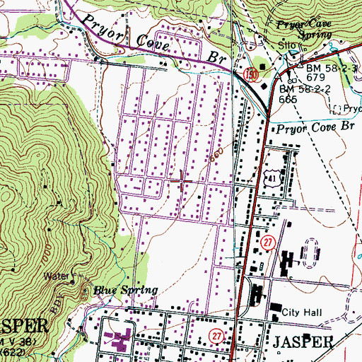 Topographic Map of Jasper Church of Christ, TN