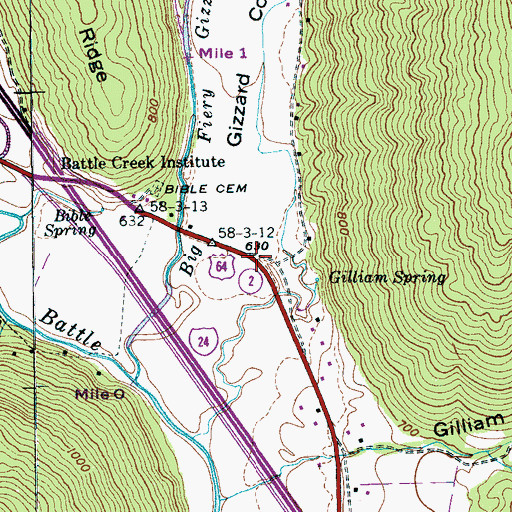 Topographic Map of Pinhook, TN