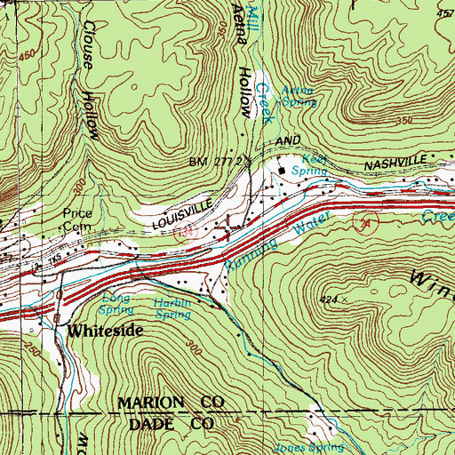 Topographic Map of Whiteside Church of God, TN