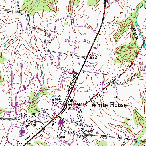 Topographic Map of First United Methodist Church of White House, TN