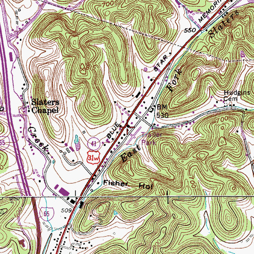 Topographic Map of Friendship Baptist Church, TN
