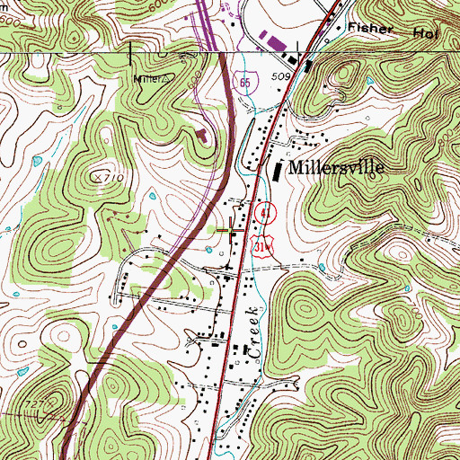 Topographic Map of Millersville Church of Christ, TN