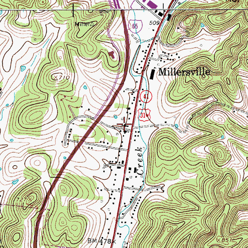 Topographic Map of Slaters Chapel United Methodist Church, TN